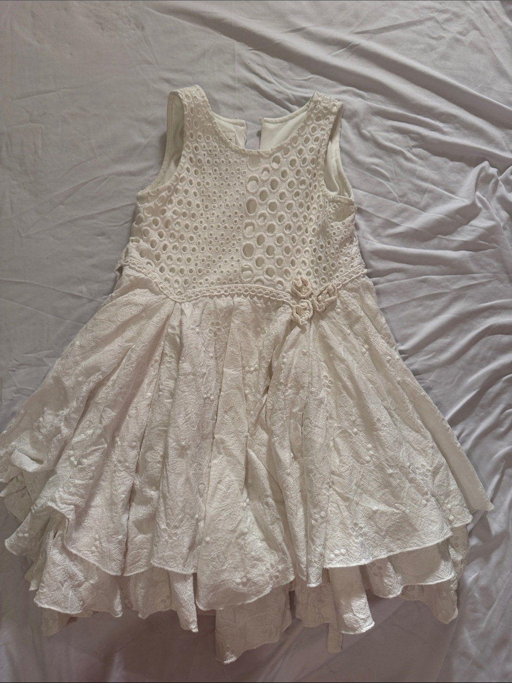Sleeveless Cream Lace Party Dress for Girls